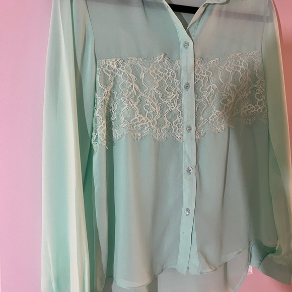 Lime Blue Blouse- Large- Mint colour - Picture 1 of 4